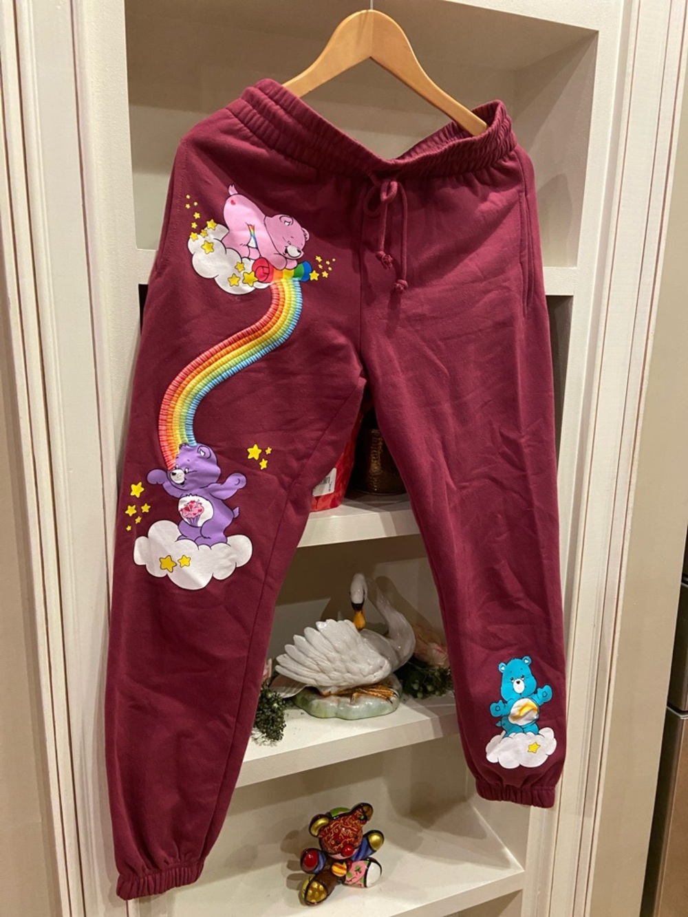 Care Bears Burgundy Joggers with Rainbow & Cloud Graphics